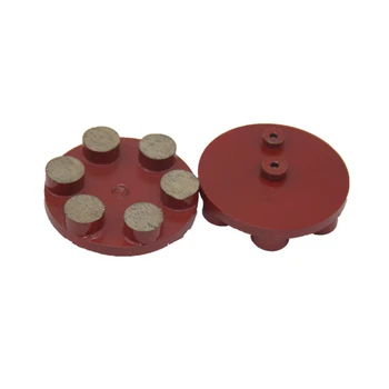 Красный Шлифовальный диск для бетона средней прочности, 4-дюймовый круг для полировки пола с двойной стойкой и шестью металлическими стержнями, 9ШТ