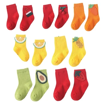 Яркие цветные фруктовые носки, детские носки, нейтральные в гендерном отношении детские короткие носки, гетры для ног
