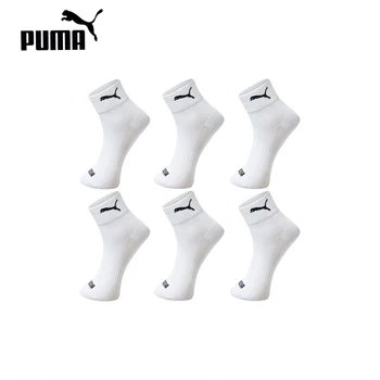 Оригинальные Мужские и Женские Носки с Однотонным логотипом Puma, Классические Повседневные Дышащие Белые Спортивные носки Средней длины 100002380-003