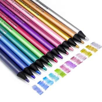 12 цветных металлических карандашей, набор для рисования, цветные карандаши для раскрашивания, профессиональные принадлежности для творчества Brutfuner для художника