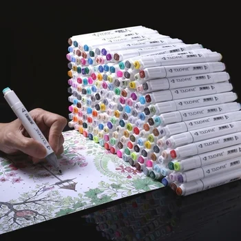 набор из 6/12 маркеров для двухстороннего рисования, детская акварельная ручка на спиртовой масляной основе, студенческие мультяшные цветные кисти, художественные принадлежности