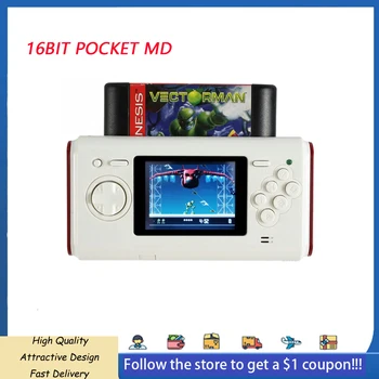 Оригинальная портативная игровая консоль Pocket MD MegaDrive, совместимая с 16 битами, белого цвета в стиле ретро