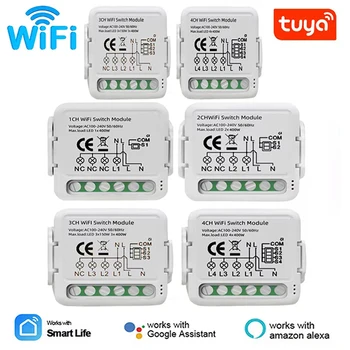 Tuya Wifi Smart Switch Module Автоматический выключатель для дома своими руками 1234 Group Управление домашней автоматизацией Smart Life с Alexa Google Home