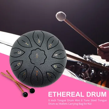 6-дюймовый барабан со стальным язычком, музыкальный инструмент с 11 мелодиями, ручной барабан с сумкой, легкие портативные музыкальные элементы