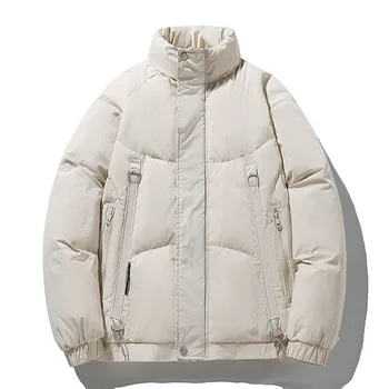 2023 Мужская парка Нового стиля, Мужская Уличная одежда, Однотонная Теплая куртка-пуховик Harajuku, Зимнее Мужское пальто-пузырек, Корейская модная куртка, пальто
