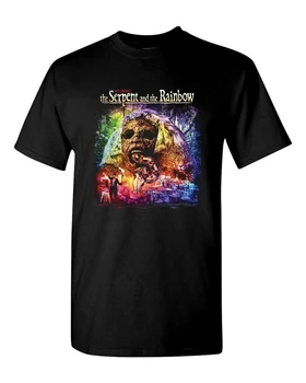 Мужская футболка классического кроя из хлопка со Змеей и Радугой, черная футболка с графическим принтом