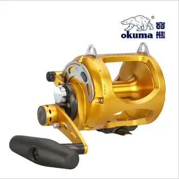 Катушка для рыбной ловли Okuma Makaira MK-15II с двумя скоростями вращения|Золотое покрытие