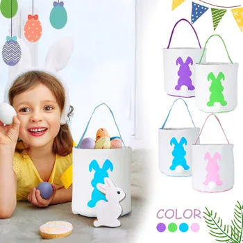 Пасхальная корзина, подарочная сумка с принтом фестивального кролика, холщовая сумка для яиц, подходящая для использования на открытом воздухе и праздничных подарков, сумка для конфет