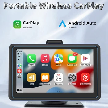 7-дюймовый автомобильный сенсорный экран, беспроводной Carplay и Android Auto, автомобильный портативный автоматический мультимедийный плеер, навигационный экран, простой в использовании