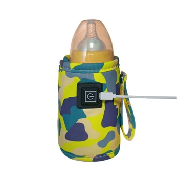 Универсальная USB-грелка для молока и воды, Прогулочная коляска, Изолированная сумка, Подогреватель бутылочек для кормления ребенка, Камуфляж-желтый