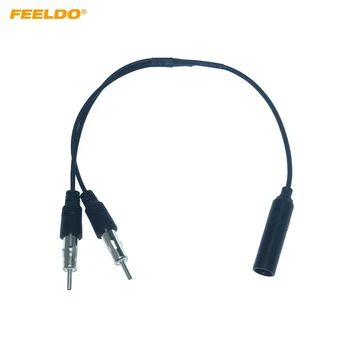 FEELDO Автомобильный стерео аудиокабель, радиоантенна, алюминиевый штекер 2 на 1 удлинитель, авто FM/AM антенный кабель-адаптер