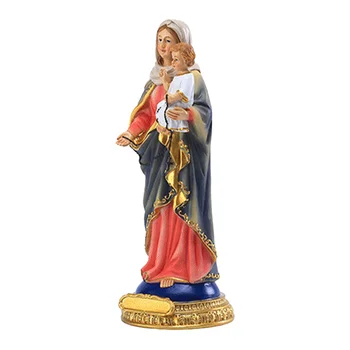 Статуя Мадонны с младенцем Религиозный декор Статуя Девы Марии из смолы Настольная статуя