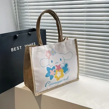 Sanrio hello kitty 2023, новая модная холщовая сумка-тоут большой емкости, женская сумка для хранения my Melody, сумка через плечо