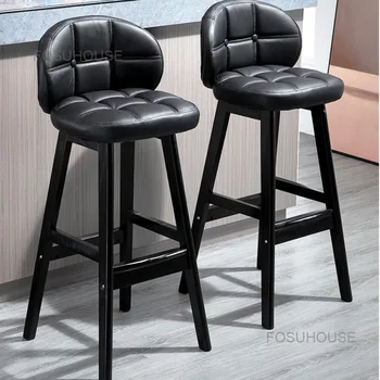 Американские винтажные барные стулья для отдыха, Барные стулья из массива дерева, Кухонная мебель, Современная Легкая Роскошная стойка регистрации, Простой высокий барный стул