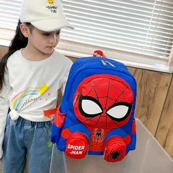 Рюкзаки Disney с Человеком-пауком, школьная сумка с супергероями, мультяшный 3D стерео рюкзак для детского сада, детская дорожная сумка в подарок