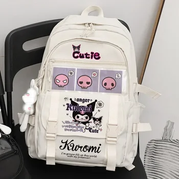 Sanrio Kuromi schoolbag рюкзак для девочек младших классов средней школы ins мультяшный нейлоновый рюкзак для путешествий сумка для хранения