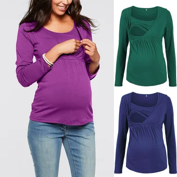 Верхняя одежда для грудного вскармливания для беременных Повседневная футболка для беременных Женская одежда для беременных Плюс размер S-5XL Зима