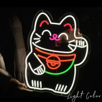 Пользовательские светодиодные Неоновые Вывески Fortune Cat Японского Аниме гибкий Ночник Вывеска крытый Домашний Бар Настенный Декор Спальни