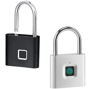 Черный Серебристый Дверной замок без ключа, перезаряжаемый через USB, умный замок с отпечатками пальцев, быстрая разблокировка, металлический Саморазвивающийся чип из цинкового сплава