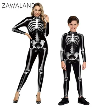 ZAWALAND, подходящие наряды для Хэллоуина, Косплей Зентаи с 3D принтом скелета, вечеринка для родителей и детей, сексуальный комбинезон из спандекса
