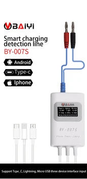 Многофункциональный кабель для обнаружения смарт-зарядки BY-007S С протоколом быстрой зарядки Type_c Lightning Micro USB С интерфейсом трех устройств
