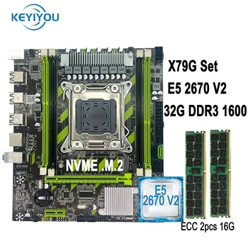 Материнская плата X79G KEYIYOU LGA 2011 Комбинирует XEON Kit E5 2670 V2 с процессором 2,5 ГГц, 10 ядрами И 16 ГБ оперативной памяти DDR3 1600 МГц PC3 12800R