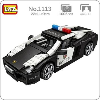 Модель автомобиля LOZ 1113, полицейская машина, спортивная гоночная скоростная модель автомобиля, мини-блоки, кирпичи, строительная игрушка для детей, подарок без коробки
