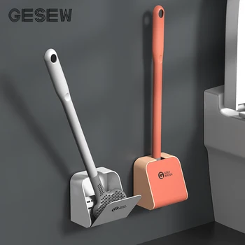 Силиконовая щетка для унитаза GESEW Home с автоматическим открыванием и закрыванием, без мертвого угла, Инструмент для чистки с длинной ручкой, Наборы аксессуаров для ванной комнаты