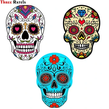 Три рателя FC160 Мексиканская наклейка с сахарным черепом, граффити, скелет, призрак, мотоцикл, ноутбук, шлем для скейтборда, наклейка