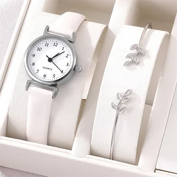 Роскошный женский браслет, кварцевые часы, Женские часы-браслет, Белый циферблат, простые кожаные Роскошные женские часы Montre Femme