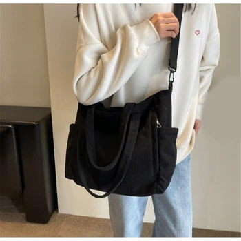 Модная сумка для покупок, универсальные вельветовые сумки через плечо, сумочка для ежедневного использования